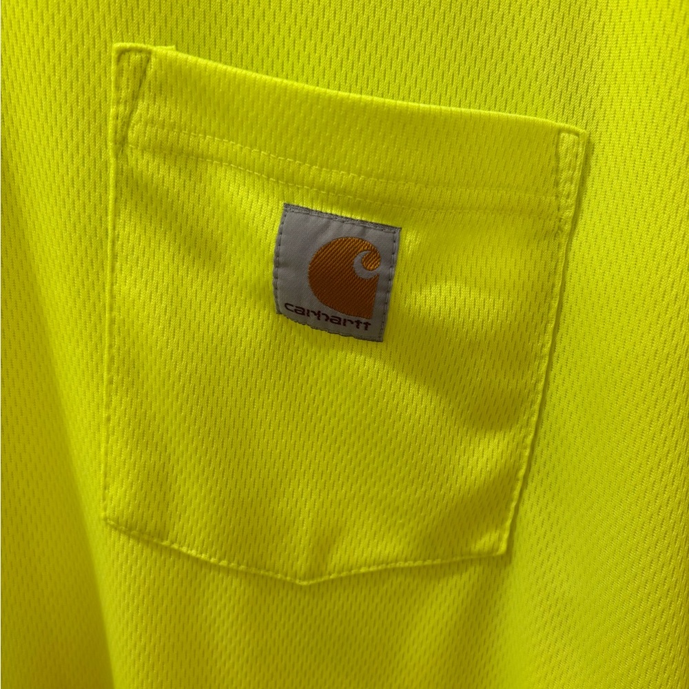 Carhartt Force Hi-Vis Neon Yellow Long Sleeve Pocket Work Shirt XL Relaxed Fit - Picture 2 of 8